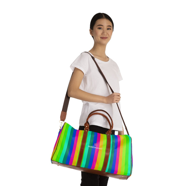 Rainbow Stripes Waterproof Travel Bag