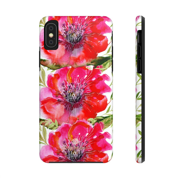 Bright Red Hibiscus Phone Case, Flower Floral Case Mate Tough Phone Cases-Made in USA - Heidikimurart Limited 