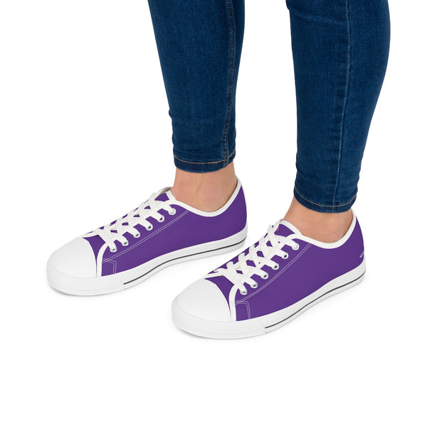 Dark Purple Best Ladies' Sneakers, Solid Purple Color Women's Low Top Sneakers (US Size: 5.5-12)