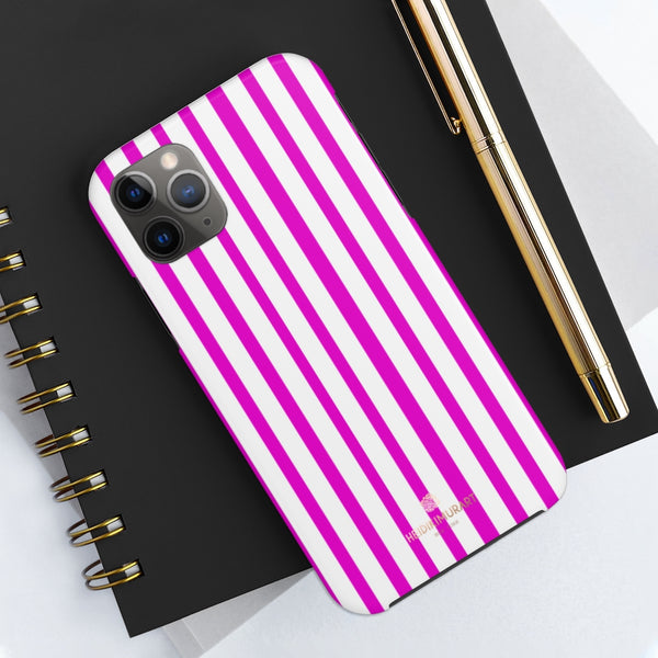 Pink Striped iPhone Case, Designer Case Mate Tough Samsung Galaxy Phone Cases-Phone Case-Printify-Heidi Kimura Art LLC