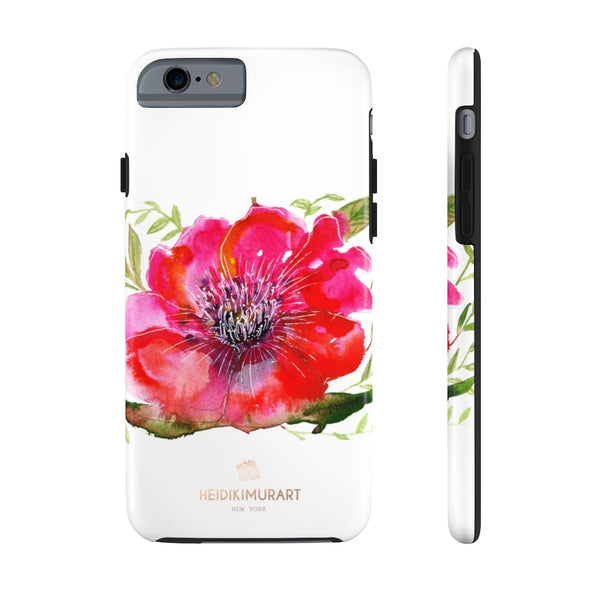 Red Hibiscus Floral Print Phone Case, Flower Case Mate Tough Phone Cases-Made in USA - Heidikimurart Limited 