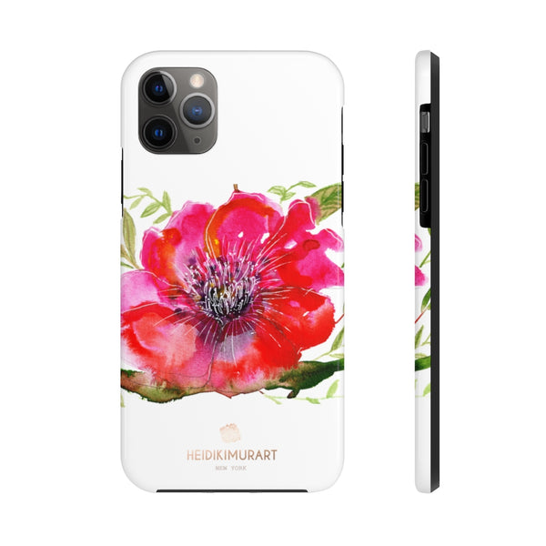 Red Hibiscus Floral Print Phone Case, Flower Case Mate Tough Phone Cases-Made in USA - Heidikimurart Limited 