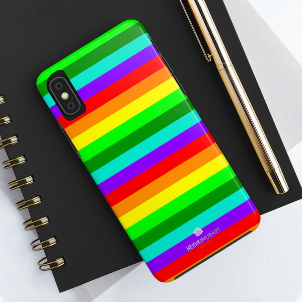 Rainbow Stripe Gay Pride iPhone Case, Colourful Case Mate Tough Samsung Galaxy Phone Cases-Phone Case-Printify-Heidi Kimura Art LLC