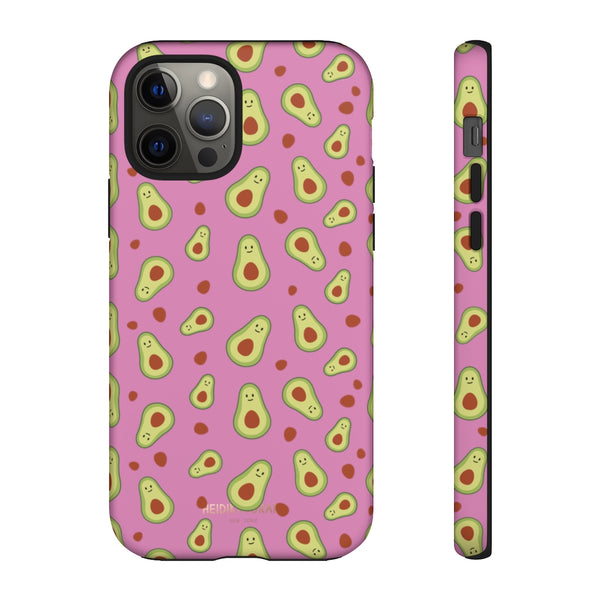 Pink Avocado Print Phone Case, Tough Designer Phone Case For Vegan Lovers -Made in USA-Phone Case-Printify-iPhone 12 Pro-Matte-Heidi Kimura Art LLC