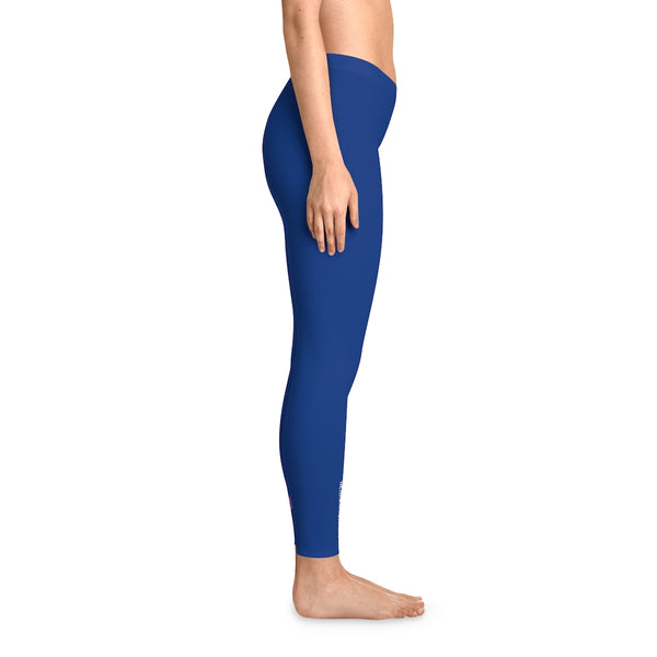 Dark Blue Solid Color Tights, Blue Solid Color Designer Comfy Women's Stretchy Leggings- Made in USA