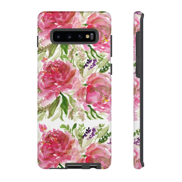 Pink Rose Floral Phone Case, Watercolor Flower Print Tough Designer Phone Case -Made in USA-Phone Case-Printify-Samsung Galaxy S10 Plus-Matte-Heidi Kimura Art LLC