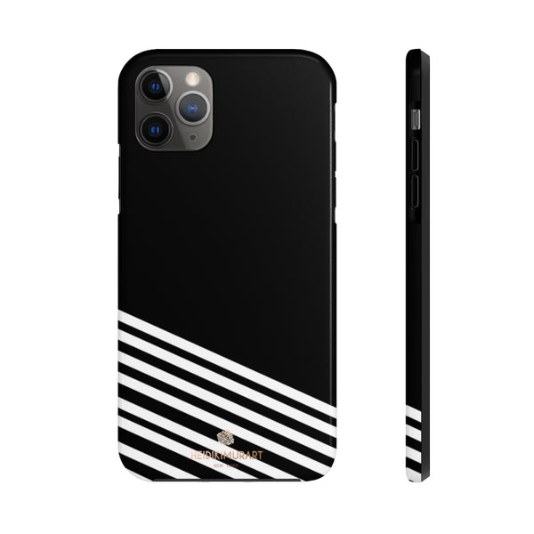 Black White Striped iPhone Case, Modern Case Mate Tough Samsung Galaxy Phone Cases-Phone Case-Printify-iPhone 11 Pro Max-Heidi Kimura Art LLC