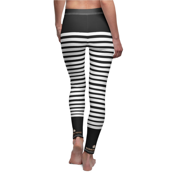 Black Striped Women's Casual Leggings-All Over Prints-Printify-Heidi Kimura Art LLC