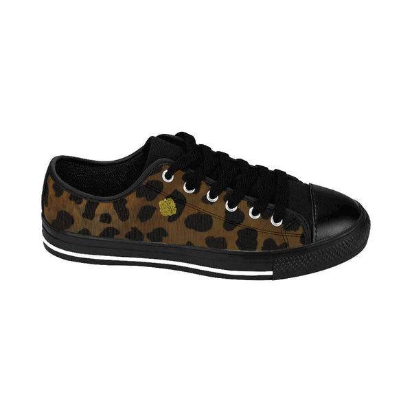 Brown Leopard Cheetah Animal Print Lightweight Men's Fashion Canvas Sneakers Shoes-Men's Low Top Sneakers-Heidi Kimura Art LLC Brown Leopard Men's Sneakers, Brown Leopard Cheetah Animal Print Premium Lightweight Men's Fashion Canvas Sneakers Shoes (US Size: 6.5-14)