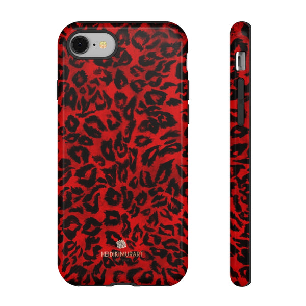 Red Leopard Print Phone Case, Animal Print Tough Designer Phone Case -Made in USA-Phone Case-Printify-iPhone 8-Glossy-Heidi Kimura Art LLC
