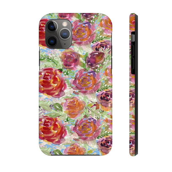 Blue Garden Rose Floral Print Phone Case, Flower Case Mate Tough Phone Cases-Made in USA - Heidikimurart Limited 