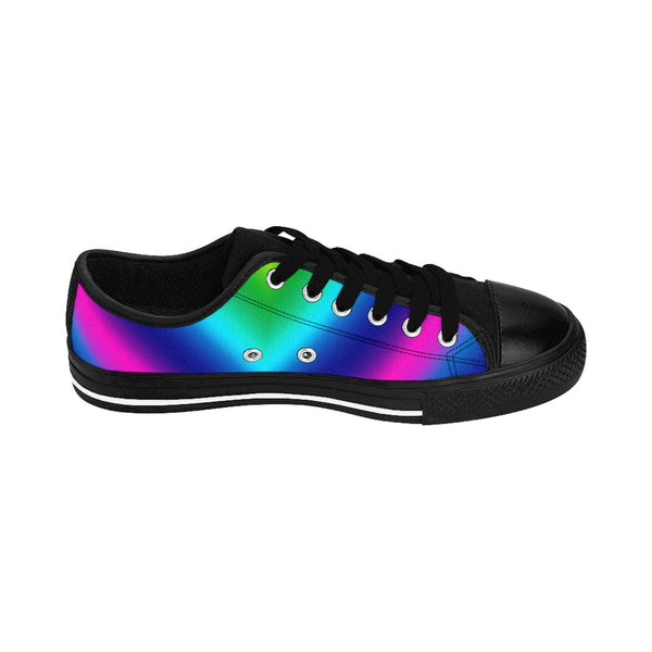 Rainbow Ombre Men's Sneakers, Gay Pride Low Top Shoes For Men-Shoes-Printify-Heidi Kimura Art LLC Futuristic Gay Pride Sneakers, Colorful Blue Rainbow Ombre Men's Sneakers, Gay Pride Men's Low Tops, Premium Men's Nylon Canvas Tennis Fashion Sneakers Shoes (US Size: 7-14)