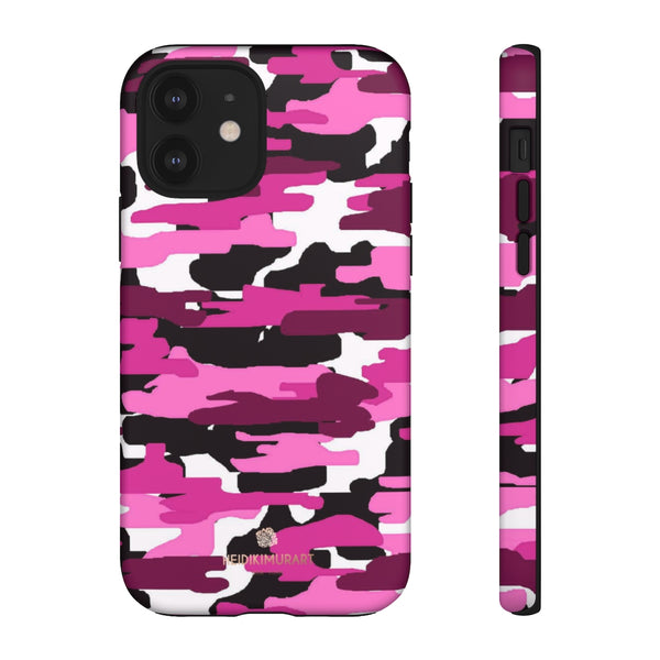 Pink Camouflage Print Phone Case, Tough Designer Phone Case -Made in USA-Phone Case-Printify-iPhone 12-Matte-Heidi Kimura Art LLC