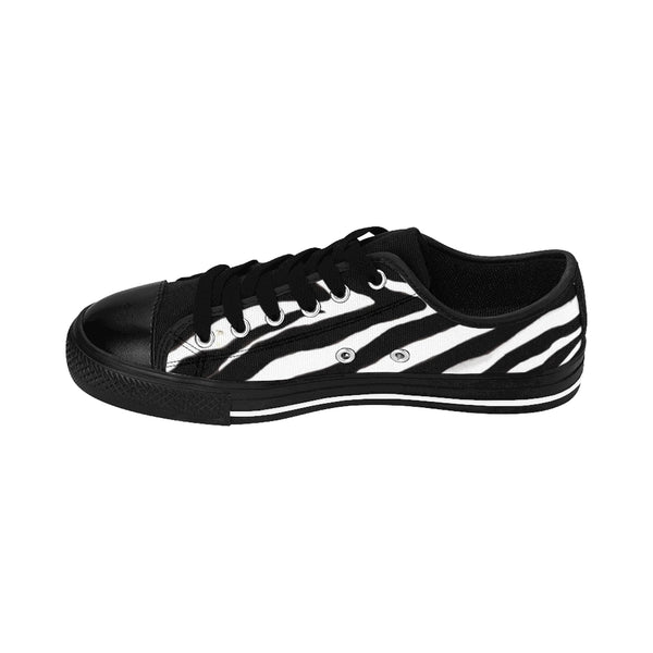 Classic Zebra Men's Sneakers, Zebra Stripe Animal Print Low Top Shoes-Shoes-Printify-Heidi Kimura Art LLC Classic Zebra Men's Sneakers, Zebra Stripe Animal Print Men's Low Tops, Premium Men's Nylon Canvas Tennis Fashion Sneakers Shoes (US Size: 7-14)