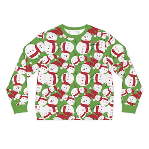 Christmas Snowman Green Lightweight Sweatshirt