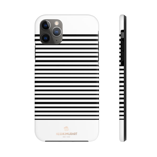 Black White Striped iPhone Case, Case Mate Tough Samsung Galaxy Phone Cases-Phone Case-Printify-iPhone 11 Pro Max-Heidi Kimura Art LLC