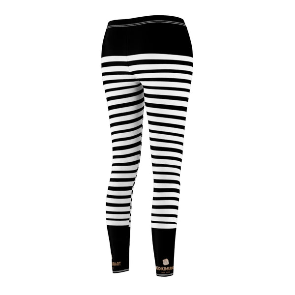 Black Striped Women's Casual Leggings-All Over Prints-Printify-Heidi Kimura Art LLC