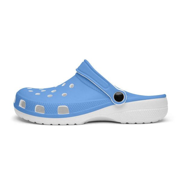 Pastel Blue Color Unisex Clogs, Best Solid Blue Color Classic Solid Color Printed Adult's Lightweight Anti-Slip Unisex Extra Comfy Soft Breathable Supportive Clogs Flip Flop Pool Water Beach Slippers Sandals Shoes For Men or Women, Men's US Size: 3.5-12, Women's US Size: 4-12