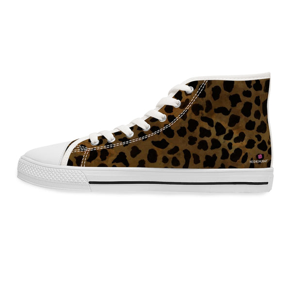 Brown Cheetah Print Ladies' High Tops, Best Women's High Top Sneakers