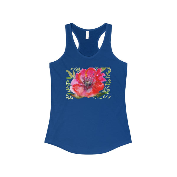 Red Designer Best Floral Women's Ideal Racerback Tank - Made in the USA-Tank Top-Solid Royal-XS-Heidi Kimura Art LLC