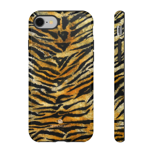 Tiger Stripe Print Phone Case, Animal Print Tough Designer Phone Case -Made in USA-Phone Case-Printify-iPhone 8-Glossy-Heidi Kimura Art LLC