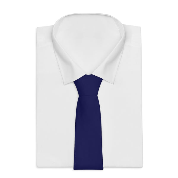Navy Blue Solid Color Printed Necktie- Made in USA-Accessories-One Size-Heidi Kimura Art LLC