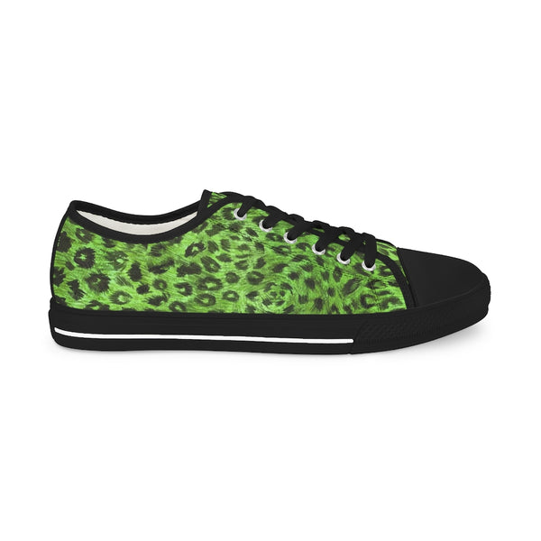 Green Leopard Men's Sneakers, Animal Print Best Breathable Designer Men's Low Top Canvas Fashion Sneakers With Durable Rubber Outsoles and Shock-Absorbing Layer and Memory Foam Insoles (US Size: 5-14)