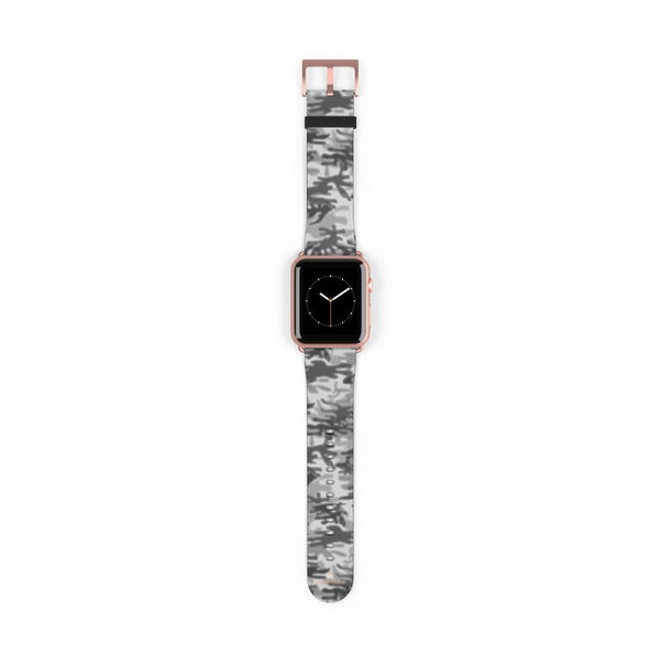 Light Grey Classic Camo Print 38mm/42mm Watch Band For Apple Watch- Made in USA-Watch Band-42 mm-Rose Gold Matte-Heidi Kimura Art LLC