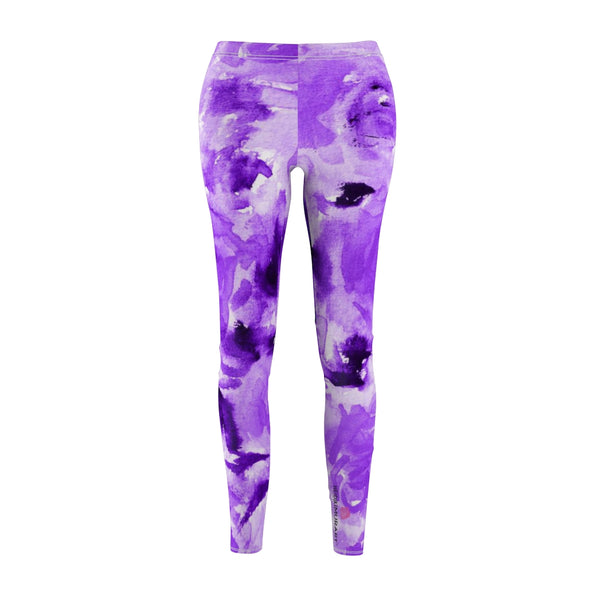 Purple Abstract Print Casual Leggings