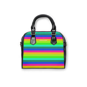 Best Rainbow Small Handbag, Colorful Best Designer Ladies' 9.45" x 8.27" Over The Shoulder High-Grade PU Leather Polyester Handbag With Removable And Adjustable PU Leather Shoulder Strap