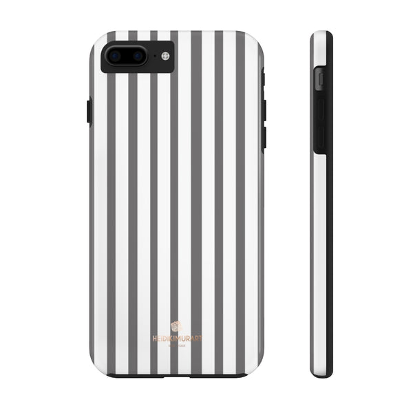 Grey Striped iPhone Case, Designer Case Mate Tough Samsung Galaxy Phone Cases-Phone Case-Printify-iPhone 7 Plus, iPhone 8 Plus Tough-Heidi Kimura Art LLC