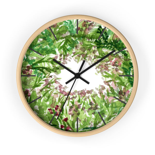 Purple French Lavender Floral Print 10 inch Diameter Wall Clock - Made in USA-Wall Clock-Wooden-Black-Heidi Kimura Art LLC