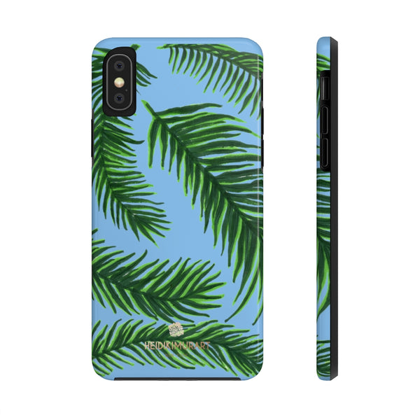 Pastel Blue Tropical Print Phone Case, Palm Leaf Case Mate Tough Phone Cases-Made in USA - Heidikimurart Limited 