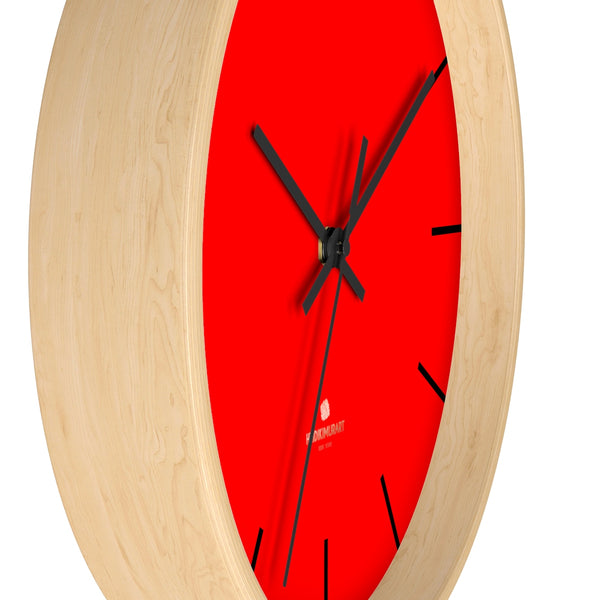 Solid Bright Red Color Plain Modern 10" Diameter Large Wall Clock- Made in USA-Wall Clock-Heidi Kimura Art LLC