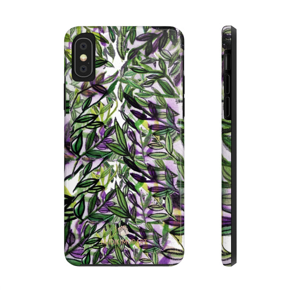 Purple Tropical Leaf Phone Case, Floral Print Flower Case Mate Tough Phone Cases-Made in USA - Heidikimurart Limited 