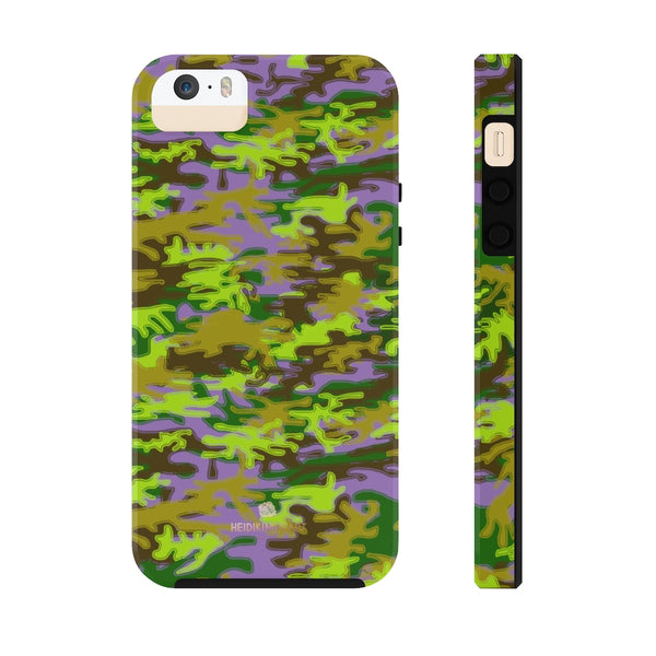 Purple Green Camo iPhone Case, Case Mate Tough Samsung Galaxy Phone Cases-Phone Case-Printify-iPhone 5/5s/5se Tough-Heidi Kimura Art LLC