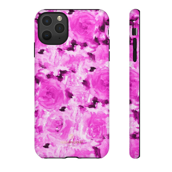 Hot Pink Floral Print Phone Case, Abstract Print Tough Cases, Designer Phone Case-Made in USA-Phone Case-Printify-iPhone 11 Pro Max-Glossy-Heidi Kimura Art LLC