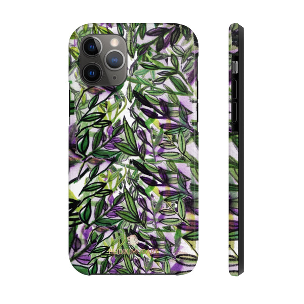 Purple Tropical Leaf Phone Case, Floral Print Flower Case Mate Tough Phone Cases-Made in USA - Heidikimurart Limited 