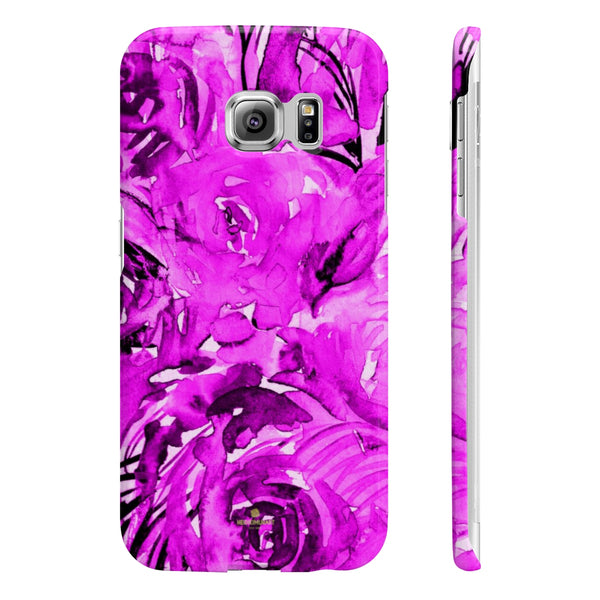 Purple Pink Slim iPhone/ Samsung Galaxy Floral Purple Rose Smart Phone Case, Made in UK-Phone Case-Samsung Galaxy S6 Edge Slim-Glossy-Heidi Kimura Art LLC