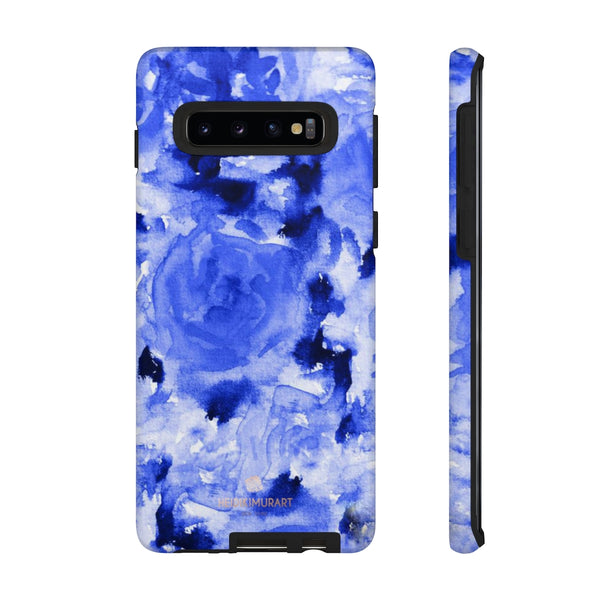 Blue Floral Print Phone Case, Roses Tough Designer Phone Case -Made in USA-Phone Case-Printify-Samsung Galaxy S10-Matte-Heidi Kimura Art LLC