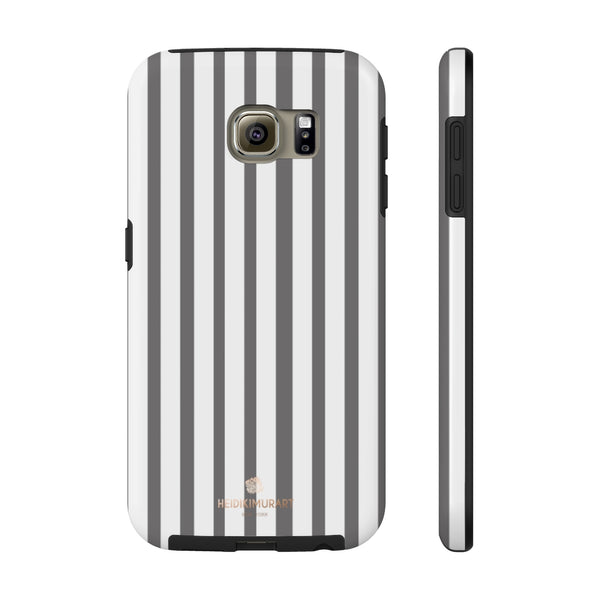 Grey Striped iPhone Case, Designer Case Mate Tough Samsung Galaxy Phone Cases-Phone Case-Printify-Samsung Galaxy S6 Tough-Heidi Kimura Art LLC