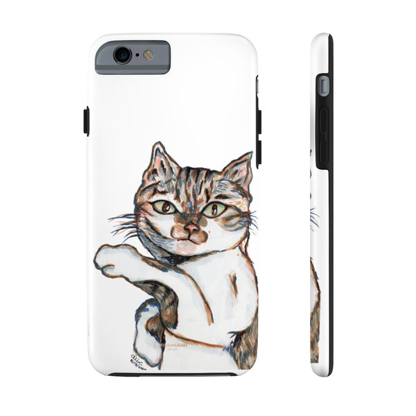 White Cat Phone Case, Peanut Meow Cat Case Mate Tough Phone Cases-Made in USA - Heidikimurart Limited 