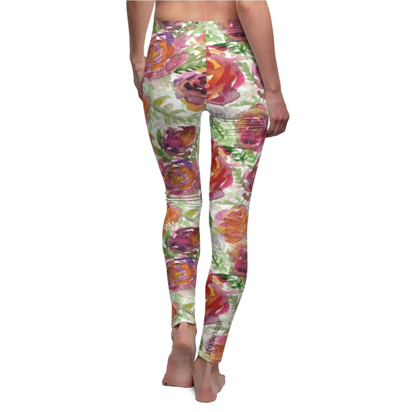 Floral Rose Print Casual Leggings