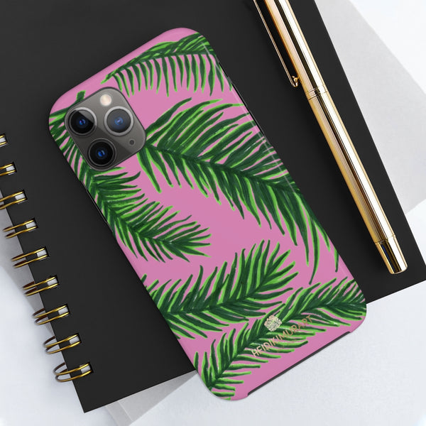 Light Pink Tropical Print Phone Case, Palm Leaf Case Mate Tough Phone Cases-Made in USA - Heidikimurart Limited 