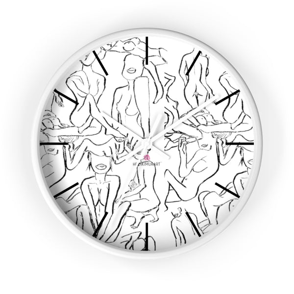 Nude Drawing Art Wall Clock,  10 inch Diameter Art Wall Clock-Printed in USA, Large Round Wood Bedroom Wall Clock