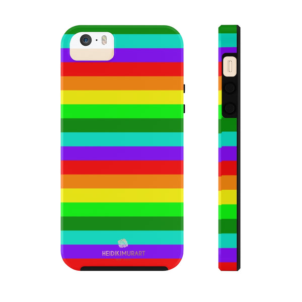 Rainbow Stripe Gay Pride iPhone Case, Colourful Case Mate Tough Samsung Galaxy Phone Cases-Phone Case-Printify-iPhone 5/5s/5se Tough-Heidi Kimura Art LLC