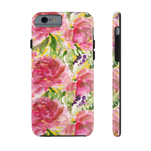 Yellow Pink Rose Print Phone Case, Floral Print Case Mate Tough Phone Cases-Made in USA - Heidikimurart Limited 