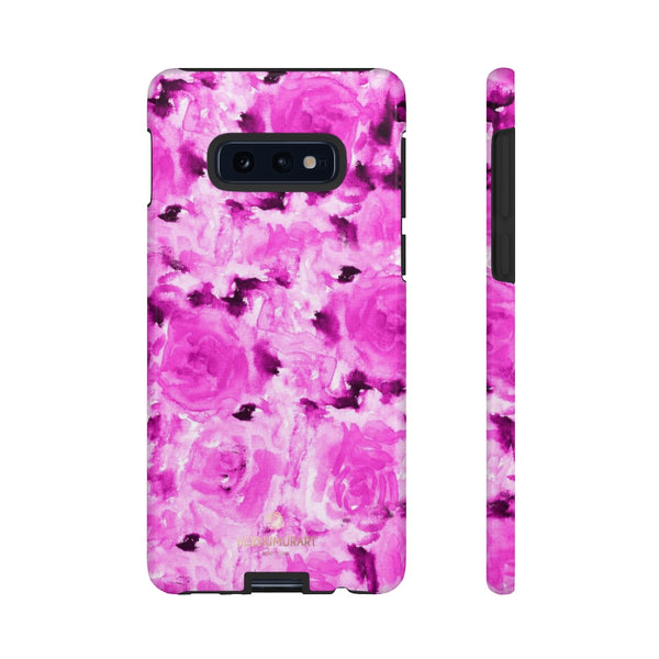 Hot Pink Floral Print Phone Case, Abstract Print Tough Cases, Designer Phone Case-Made in USA-Phone Case-Printify-Samsung Galaxy S10E-Glossy-Heidi Kimura Art LLC