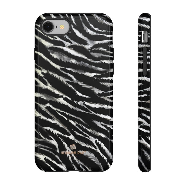 White Tiger Stripe Phone Case, Animal Print Tough Designer Phone Case -Made in USA-Phone Case-Printify-iPhone 8-Glossy-Heidi Kimura Art LLC