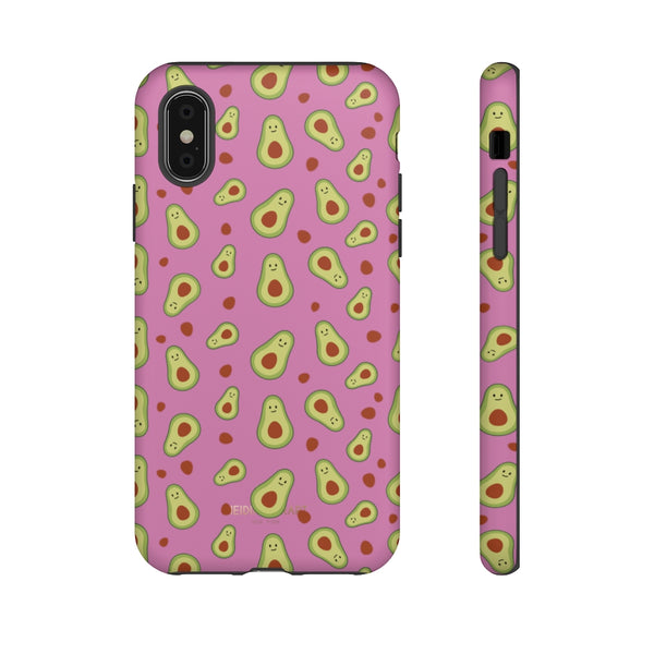 Pink Avocado Print Phone Case, Tough Designer Phone Case For Vegan Lovers -Made in USA-Phone Case-Printify-iPhone X-Matte-Heidi Kimura Art LLC